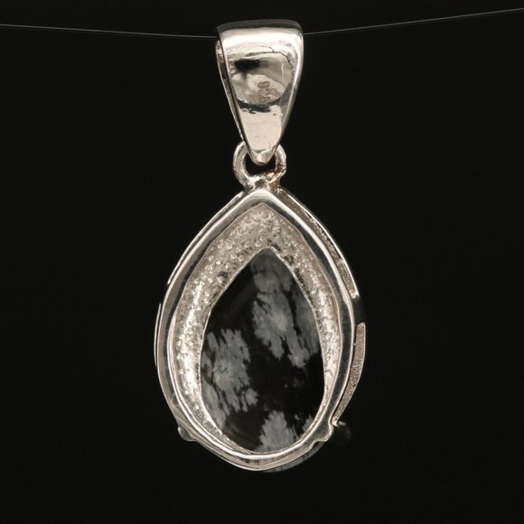 Sterling Snowflake Obsidian Pendant - Picture 3 of 4